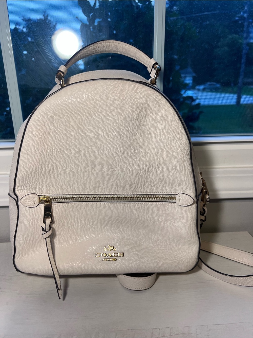 Coach Cream Pebble Leather Mini Backpack with Gold Hardware